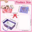 Kolldenn 12 Pack Empty Gift Basket to Fill 9.8 x 6.5'' Pink Purple Floral Bouquet Box with Handles Bows Plastic Bags and Card for Tea Party Wedding Arrangement