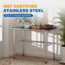 Open Base Stainless Steel Work Table with Backsplash, 24x48 Inch