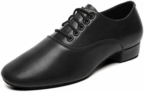 Men's Ballroom Dance Shoes Black Leather Sole Tango Salsa Latin Character Shoe Size M8