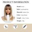 Ombre Blonde Wigs for Women Medium Length Long Straight Wig with Bangs Synthetic Hair Heat Resistant Wigs for Everyday Party Cosplay Wear