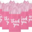 DjinnGlory 50 Pack Small Pink Thank You Paper Gift Bags with Handles 9''x5.5''x3.15'' and 50 Pink Tissue Paper for Party Favors Goodies and Small Business