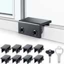 ZRFCXE Window Locks,8 Pack Sliding Window Locks with Key for Vertical & Horizontal Sliding Windows Doors,Easv to Install,Adjustable Security Window Lock for Patio Bedroom Home and Office (Black)