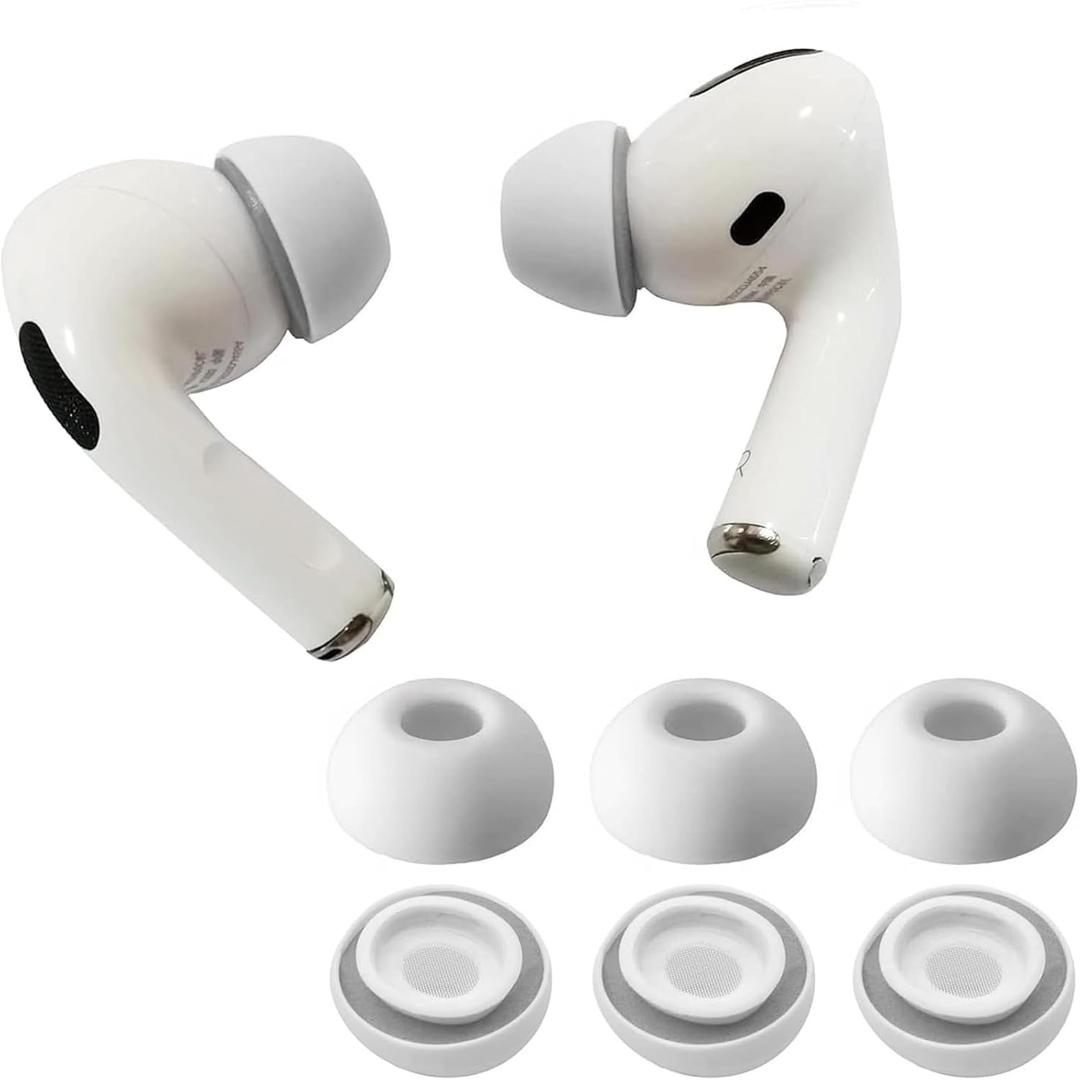 2 x Patented Memory Foam Ear Tips for AirPods Pro 1st&2nd Gen w/Silicone Shield. No Silicone Eartips Pain. Anti-Slip Eartips. Fit in The Charging Case, 3 Pairs (Large)