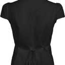 Women's Button Up Shirt Slim Fitted Cap Sleeve V Neck Top Y2k Coquette Button Down Shirt (Black, S)