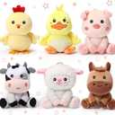 Aoriher 6 Pcs Mini Plush Farm Animals Bulk 4 Inch Cute Stuffed Animals Plush Horse Cow Pig Sheep Duck Chick for Baby Shower Birthday Valentines Day Gift Farm Themed Party Prizes Easter Stuffers