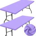 homing 2 Pack Rectangle Table Cloth, Elastic Fitted Fabric Tablecloth Fits for 4 Foot Folding Tables, Washable Table Cover for Picnic, Camping, Indoor, Outdoor, Easter (Lavender, 24" x 48")
