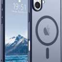 SUPFINE Magnetic for iPhone 16 Case (Compatible with MagSafe) (Military Grade Drop Protection) Slim Translucent Matte Shockproof with Anti-Fingerprint Phone Case,Navy Blue