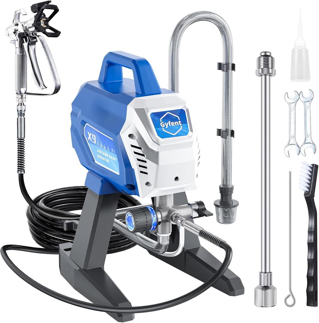 X9 Airless Paint Sprayer, 0.39GPM Paint Sprayer for Home Interior 650W 3000psi Airless Sprayer with Low Overspray Adjustable Pressure & Motor Speed for House Painting DIY Garage