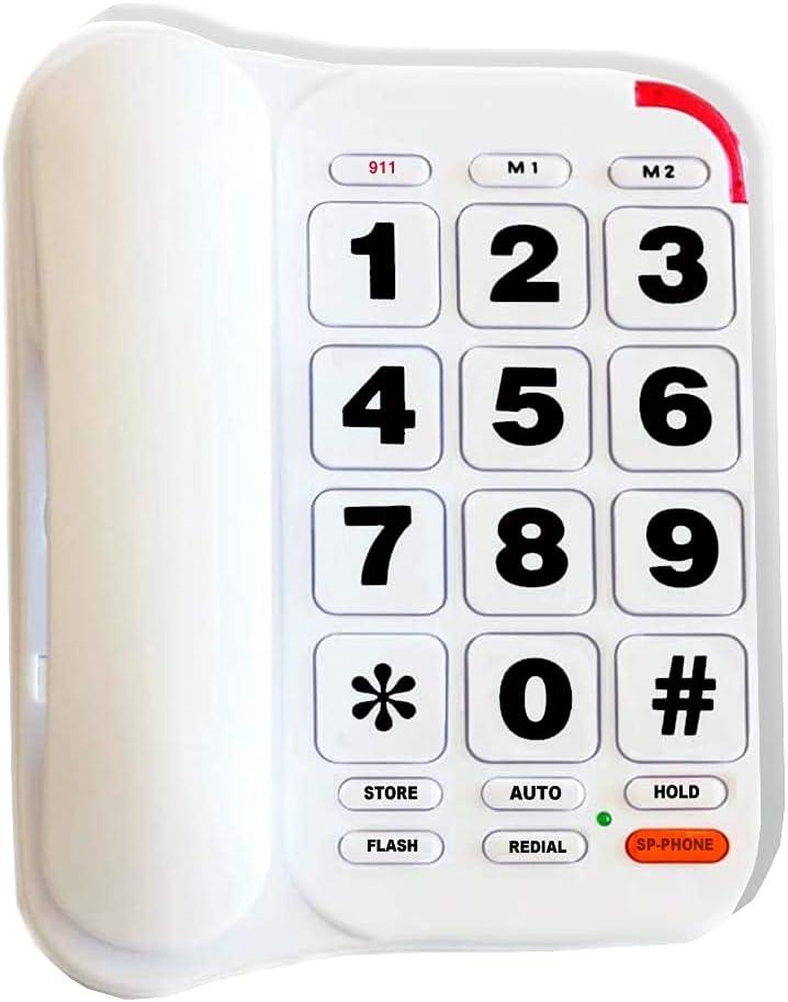 Elderly Phones for Seniors, HePesTer P-46 Amplified Corded Phone for Hearing Impaired Extra Large Button Phone with Loud Speakerphone for Elderly Home Landline Phones Visually Impaired Telephone