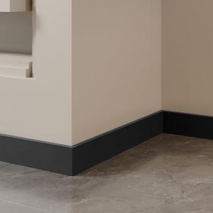 Yutianli Peel and Stick Wall Baseboard Molding Trim 6-Pack of 39.5"x 3.2" Black PVC Wall Base Moulding Trim Self Adhesive Ceiling Molding Trim