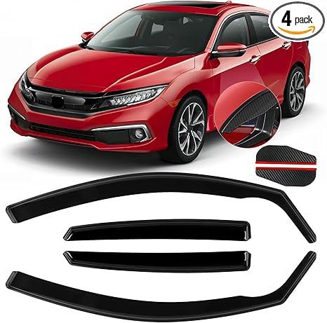 in Channel Rain Guards Fits for Honda Civic 2016-2021 Sedan 4-Door, Durable Window Visors Wind Deflector Vent Shade Shields, 2017 2018 2019 2020 2021-4PCS