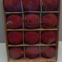 Senjie 3.15inch Burgundy Velvet Christmas Ornaments Balls Flocked Christmas Tree 12PCS Plastic Balls Xmas Hanging Ornaments Decoration Red