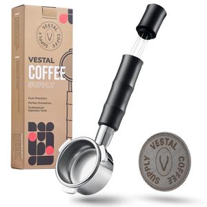Vestal Coffee Supply 54mm Bottomless Portafilter with Integrated WDT Tool & Puck Screen - Compatible with Breville Barista Express, Pro, Touch, Bambino - Eliminate Channeling Y101