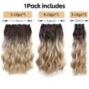 Clip in Extension 22 Inch Long Wavy Synthetic Seamless Curled Clips on Hair Extensions 4PCS Hairpieces Soft and Not Easily Knotted for Women Brown to Blonde