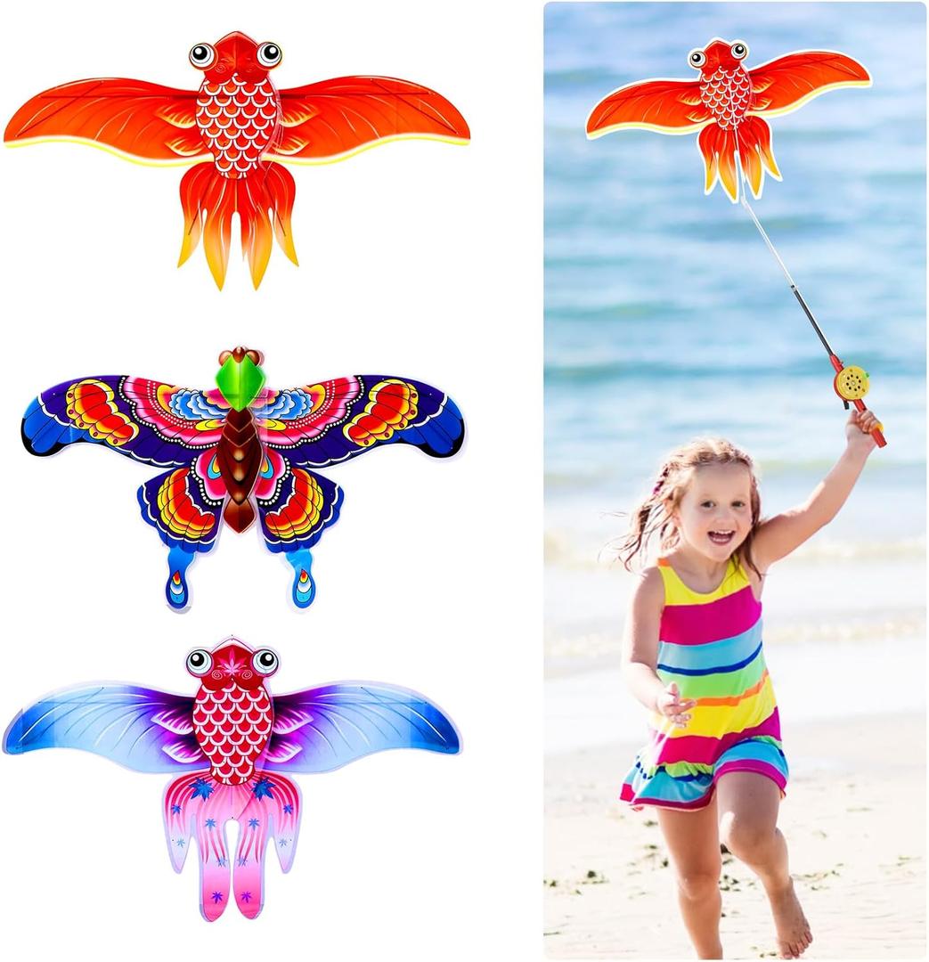 Vodolo Kites for Kids Ages 3-5,Cute Colorful Kid Kites Easy to Fly for Beach Park Outdoor Game Activities,Pocket Mini Kite for Kids Ages 4-8 with Handle