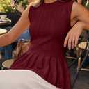 Cicy Bell Womens Pleated Peplum Tank Tops Fitted Blouses Fall Sweaters (Red, M)