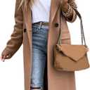 IDEALSANXUN Womens Long Wool Coats Fall Winter Notch Lapel Dressy Peacoat Jackets (Small, Camel)