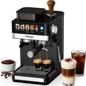 Espresso Machine with Grinder,20Bar Compact Espresso Maker with Steam Milk Frother,Coffee Maker for Home (black, medium)