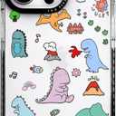 for iPhone 15 Pro Max Case, Cute Dinosaur Collage Pattern with Pastel Dinos, Military-Grade Drop Protection, Cute Soft Slim TPU Protective Cover with Camera Protection for Women & Girls