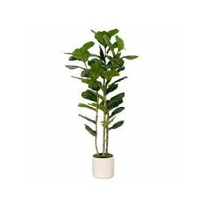Artificial Fiddle Leaf Fig Tree 6FT with White Tall Planter-Large Faux Tree Tall Fake Floor Plant in Pot,Artificial Plants Indoor for Home Office Living Room Décor(Lyrata 6FT)