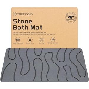 Stone Bath Mat, 24"x32" Large Size Diatomite Fast Drying Non Slip Stone Shower Mat, Super Absorbent for Bathroom & Kitchen, Multi-Use as Pet Mat, Easy to Clean, Gray