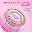 iClever BTH22 Kids Bluetooth Headphones, 60H Play Time, 74/85 dBA Safe Volume, Bluetooth 5.4, USB C, Over Ear Kids Headphones Wireless with Mic AUX Cord for iPad/Tablet/Travel, Blossom Pink