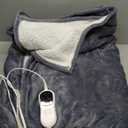 Homemate Heated Blanket Electric Throw - 50"x60" Heating Blanket Throw 1/2/4/6/8 Hours Auto-Off 10 Heat Level Over-Heat Protection Flannel Sherpa ETL Certification (01 - Light Grey)