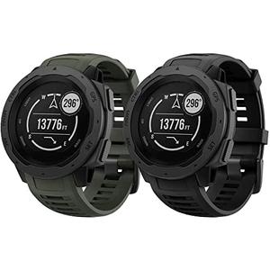 NotoCity for Garmin Instinct Band, Soft Silicone Replacement Watch Strap Compatible with Garmin Instinct/Solar/Tactical(Army Green,Black)