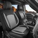 LINGVIDO Truck Seat Covers for 2014-2021 Toyota Tundra CrewMax Cab (60/40 Split Bench Rear ONLY), Waterproof Faux Leather Seat Covers for Trucks, Full Set Front & Rear, Black & Gray