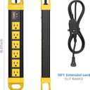 HHSOET GFCI Outdoor Power Strip Weatherproof, Waterproof Surge Protector 2700J with 6 Plug Extender Port, Exterior Long Extension Cord with Multiple Outlets, for Garden, Christmas Decor, 15FT, Yellow