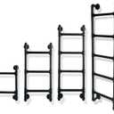 4 Steps Wall/Floor-Mounted Ladders for Home, Basement Window Well Egress Exit Ladder, Metal Step Ladder for RV Attic Bunk Bed, Loft Steps for Dorm Beds, 355LBS Load Capacity (Black, 4 Steps)