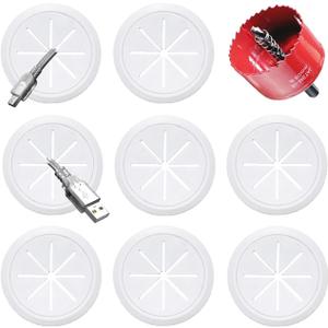 8 Pack TV Cord Hider for Wall Mounted TV, 2-3/8"(60mm Hole) Wire Hider in Wall Cable Management Kit, Includes 8 Pass Throughs and 1 Hole Saw Drill Attachment Easy to Install