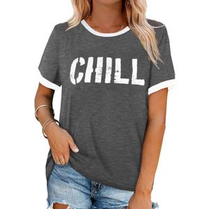 YEXIPO Graphic Tees for Women Short Sleeve Summer Tops Funny Letter Printed Loose Casual T Shirts (XX-Large)