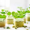 Two Peas in a Pod Twins Cupcake Toppers Twins Baby Shower Decorations 48Pcs Pea Party Cake Topper Decorations Sweet Pea Cupcake Picks for Two Peas in a Pod Twins Gender Reveal Birthday Party Supplies