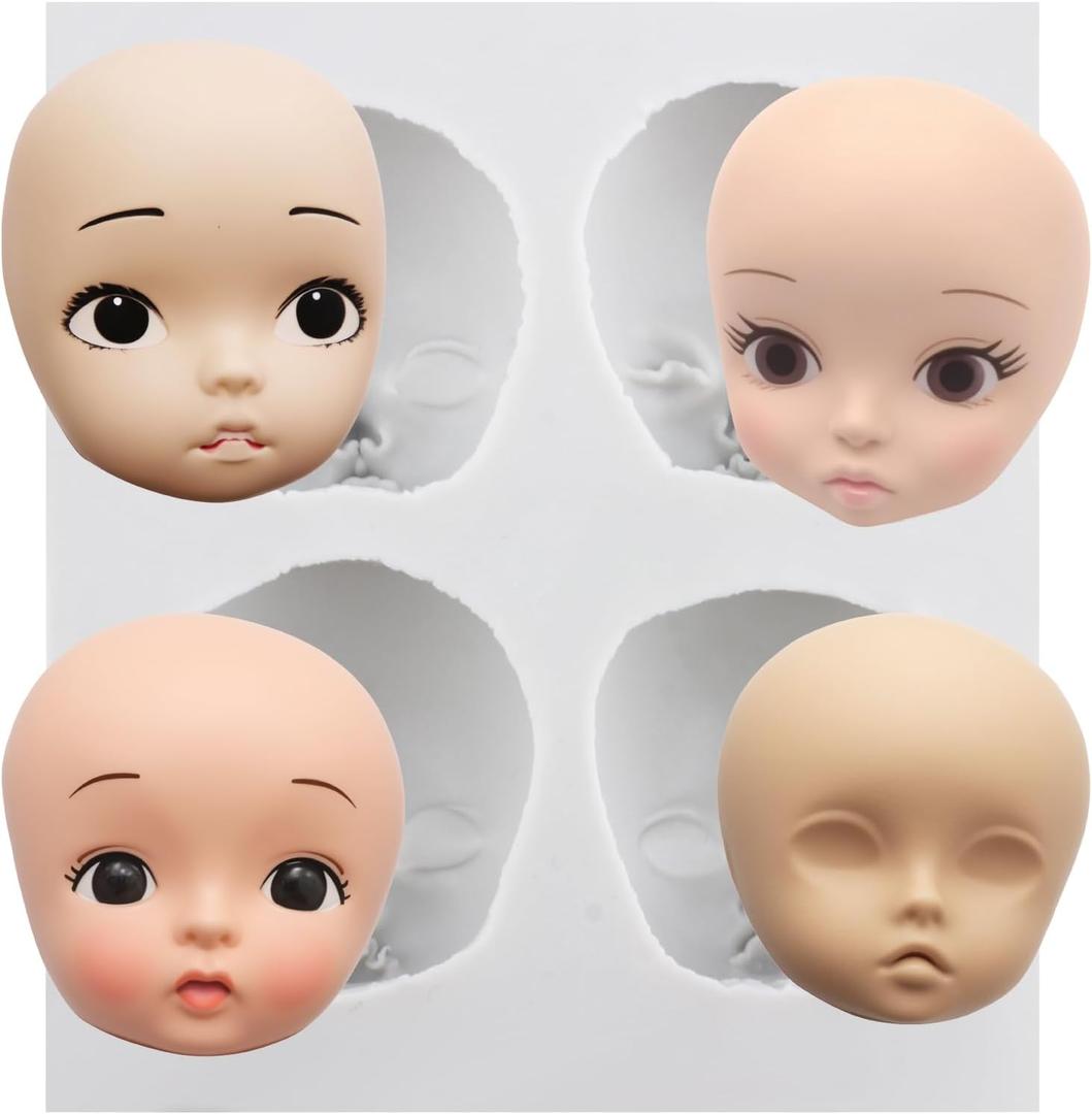 Baby Face Clay Mold Doll Face Silicone Molds for DIY Crafts Air Dry Plaster Polymer Clay Epoxy Resin Casting Jewelry Making