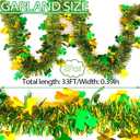 66 Ft St.Patrick's Day Tinsel Garland Decorations Shiny Thick Green Hat and Gold Shamrock Design St Patricks Day Clover Hanging Decor Garland for Irish Holiday Party Parade Floats Ornaments