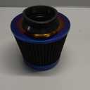 Cold Air Intake Filter, High Performance, Washable Filter, Clamp-On Replacement Air Filter, Flange Diameter 3inch/76mm Black