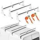 Ladder Rack for Van, Van Roof Rack Compatible with Chevy Express 1500 2500 3500 Ford Econoline GMC Savana Fullsize with Rain Gutter, Adjustable Length 57''-65'', 3 Bars, 800 Lbs, White
