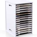 Juexica 15 Tier 8.5" x 11" Scrapbook Paper Organizer, White Cardstock File Organizer with Adjustable Shelves, Stackable Paper Trays, Desktop Storage Rack Document Holder for Desk Home Office