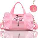 KingBig New in 2024 Cute Ballet Bag Kits Tutu Dress Dance Bag, Girls Personalized Waterproof Duffle Bag with Key Chain Cute Plush hanging Pink ball(Pink)