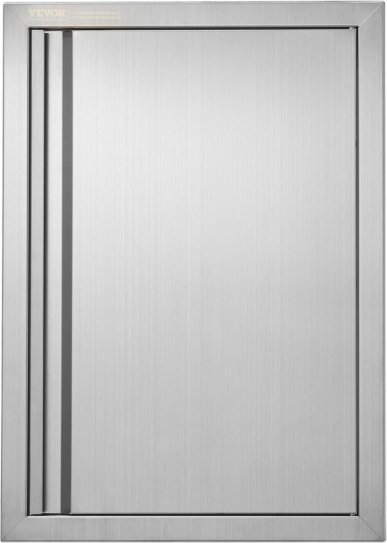 VEVOR BBQ Access Door, 17W x 24H Inch Single Outdoor Kitchen, Stainless Steel Flush Mount, Wall Vertical with Recessed Handle, for BBQ Island, Grilling Station, Outside Cabinet
