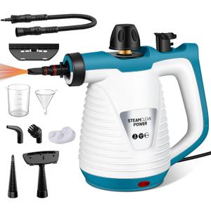 Handheld Steam Cleaner with 9 Accessories, Pressurized Handheld Multi-Surface Natural Steam Cleaner for Home, Multi-Purpose Portable Steamer for Cleaning Floor, Upholstery, Grout and Car