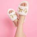Bride Slippers,Bride Slippers for Wedding Day,Pearl Bride Flip Flops,White Slippers for Bride, Future Mrs Gifts Bride To Be Gifts Bridal Party Gifts Bridal Shower Gift (White)
