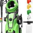 Pressure Cleaner 5000PSI Max 4.0GPM with 33FT Flexible Extension Hose, 4 Nozzles, Foam Cannon, Power Cleaner Powered for Cars, Patios, Driveways, Green