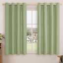 LAMIT Linen Curtains 45 inch Length 2 Panels, Linen Textured Thermal Insulated Bedroom Curtains Grommet Privacy Light Filtering Drapes for Living Room/Farmhouse, W52 x L45, Sage Green