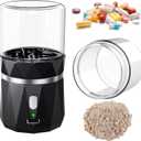 Small Portable Cordless Electric Pill Crusher Fine Powder for Elderly - Battery Operated Pill Grinder for Multiple Pills, Small and Large Medication and Vitamin Tablets - Suitable for Travel (Black)