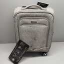 LONDON FOG Newcastle Softside Expandable Spinner Luggage, Black White Herringbone, Carry-On 20-Inch