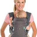 Infantino Flip Advanced 4-in-1 Baby Carrier - Ergonomic, Convertible, Face-in and Face-Out Front and Back Baby Carrier for Newborn to Toddler 8-32 lbs, Gray