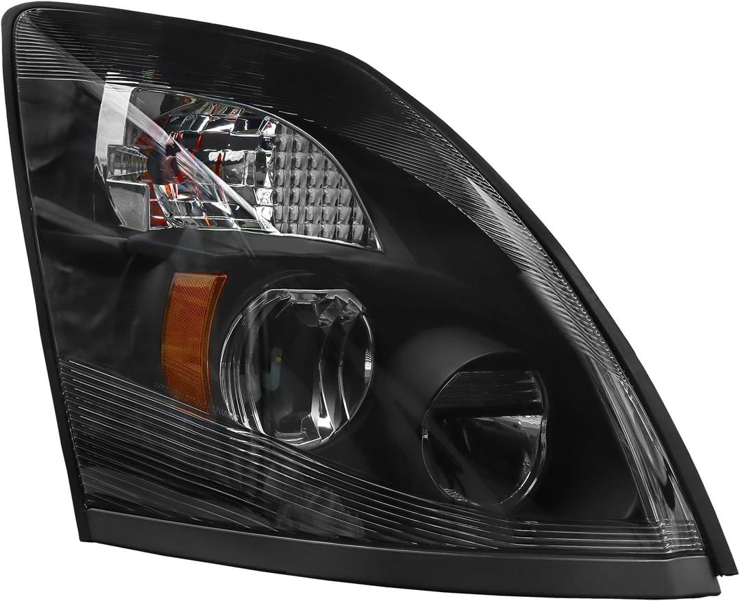 LED Headlight Assembly Compatible with Volvo VNL 2004-2014,Black Factory Style LED High/Low Beam Headlamp Driver and Passenger (Right/Passenger Side)