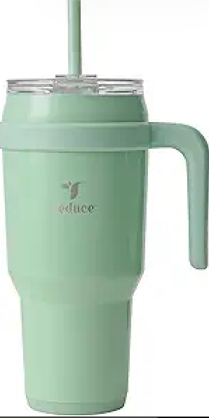 REDUCE 40 oz Stainless Steel Tumbler with Handle - Dual-Wall Vacuum Insulated Travel Mug, Sweat-Proof Lid & Reusable Straw - Keeps Drinks Cold for 24 Hrs, Fits Cupholders, Dishwasher Safe - Matcha